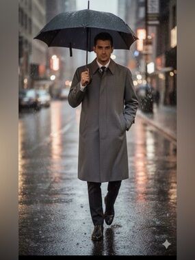 VTG London Fog Maincoat Houndstooth Trench Liner Knee Length USA Size 38R Medium